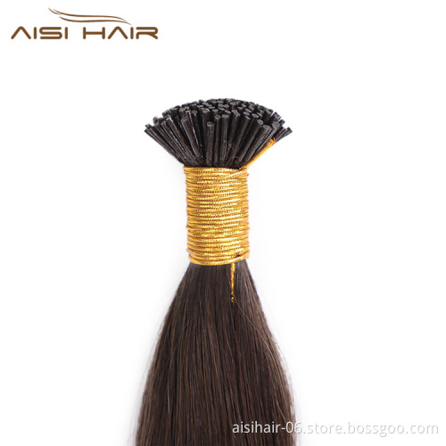 Aisi Hair 10A Unprocessed Black Human Hair Double Drawn Can Be Dyed Or Bleach I Tip Human Hair Extension 100g For Women